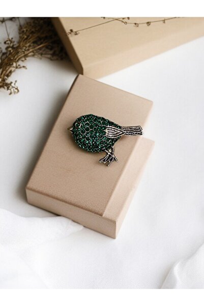 FAYRA ACCESSORIES Kırmızı Taşlı Kuş Broş