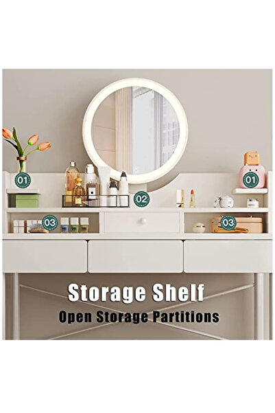 KEKE Makeup Vanity Table Dressing Table Flip Mirror With Drawers