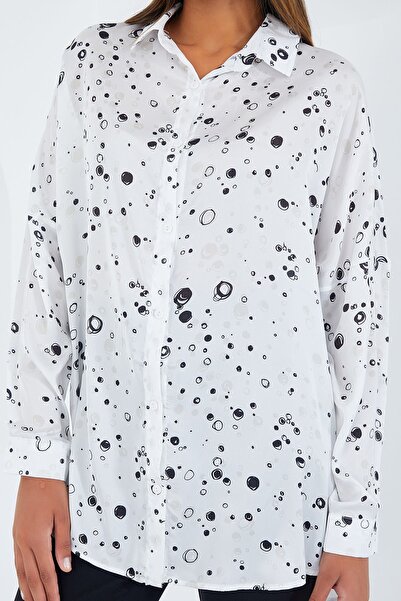 Hiccup Bdart Buttoned Oversize Satin Shirt