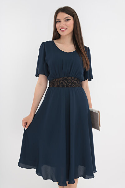 Vanessa Line RO Navy blue wrap dress with brocade cord