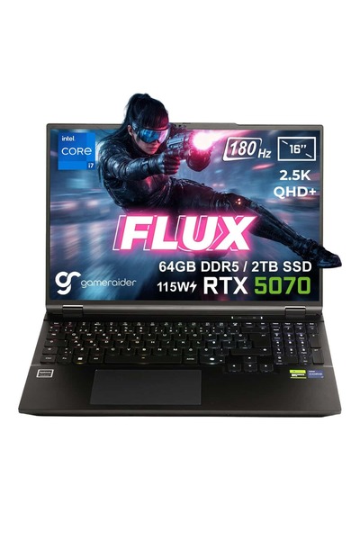 GameRaider FLUX GR16 Core i7-14650HX 64GB DDR5 2TB SSD RTX 5070 8GB 115W 16 i...
