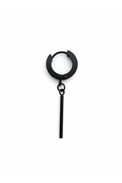 Winy Concept Çubuk Figürlü Çelik Halka Küpe Siyah Unisex