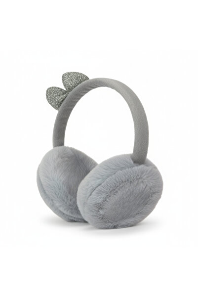 glitters سدادات أذن شتوية للأطفال، تصميم مخملي مع تصميم فيونكة فضية