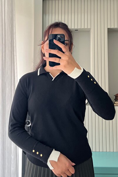 Auroveen سترة تريكو بأكمام طويلة وتفاصيل أزرار على شكل ياقة بولو AV25138