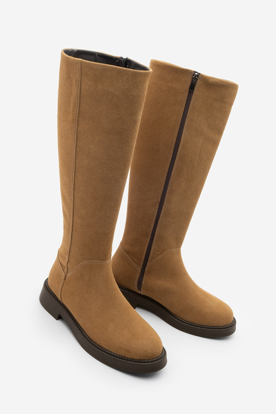 Marjin Women's Daily Riding Boots Zunet Tan Suede