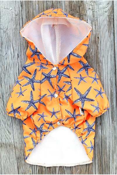 PATİBÖR Deniz Yıldızı Baskılı Turuncu Köpek Yağmurluğu