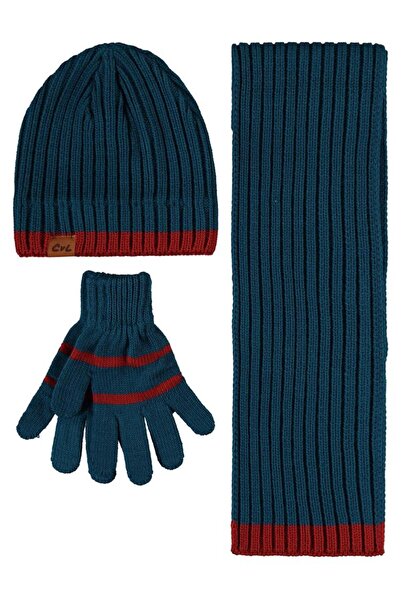 Civil Boys 6-9 Years Old Scarf Beanie Glove Set - Green Standard