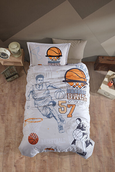 Clasy Ranforce 100% Cotton Single Duvet Cover Basketball V1 Beige