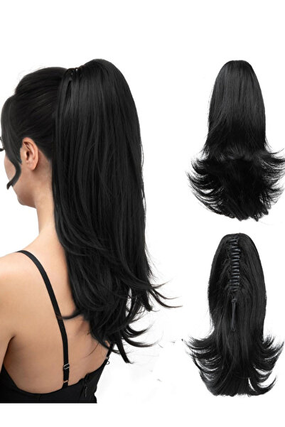 YARAT Sim Siyah Hafif Dalgalı Tokalı Veya Tokasız At Kuyruğu Postiş 56 Cm 150...