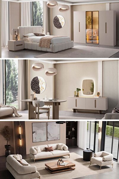 Neef Home&Living MALDİV DÜĞÜN PAKETİ YATAK ODASI/YEMEK ODASI/ KOLTUK TAKIMI (3+3+1)