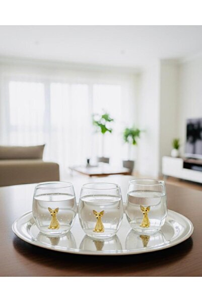 Arsglass Cam Tilki Figürlü 2li Kahve Yanı Su Bardağı