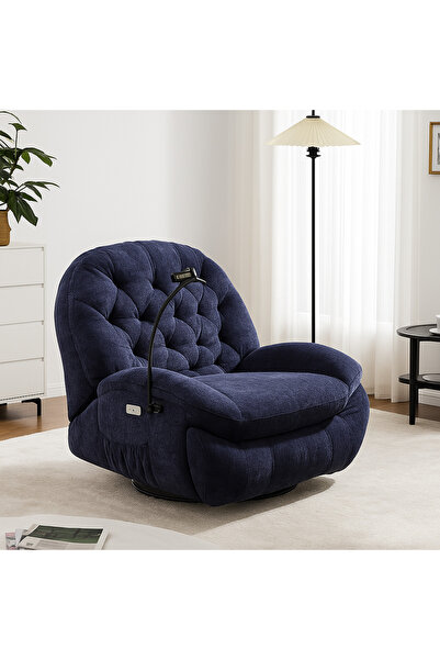 terndat كرسي استرخاء قماش كحلي مخمل مع حامل جوال - بتصميم فاخر وأنيق