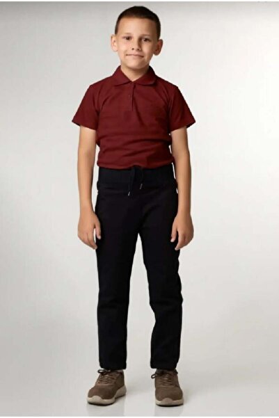 Markahit Children's Ribbed Waist Full Elastic Canvas Fabric Casual and School Pants