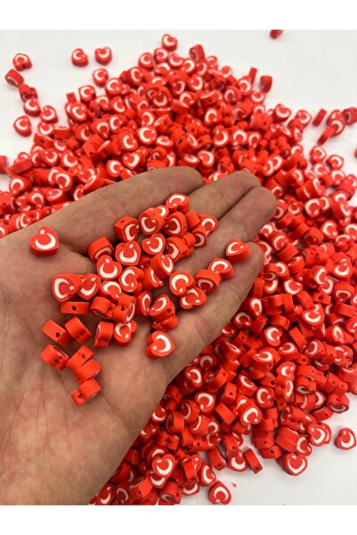 E.B EBRULİ BONCUK Mărgele Fimo cu figură de inimă cu steag turcesc de 10 mm p...