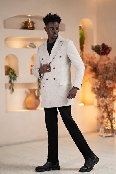 Paul Martin Italian Collar Woolen K Double-Breasted Cashmere Coat