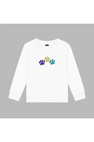 BLITZIST Stone Print Paw Figure 3 Thread Crew Neck Girls' Sweatshirt (4-13 Years)