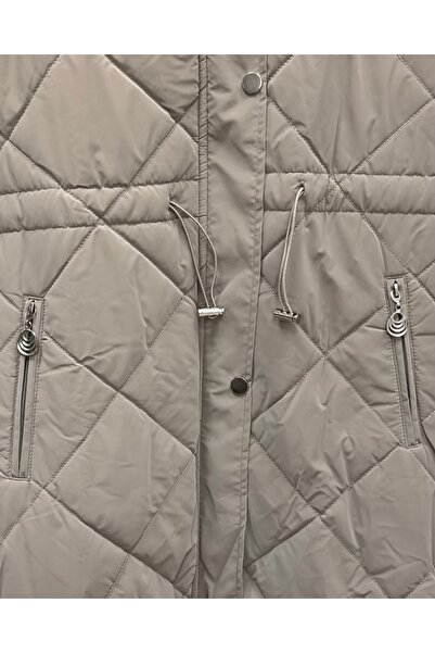 BENAHOLL Belola Hooded Fur Trimmed Waist-Tightening Hidden Zipper Quilted Coat-En2024 Mink