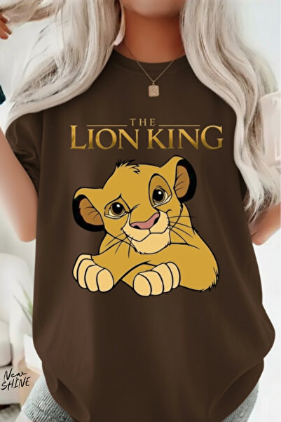 New Shine تي شيرت الأسد الملك مطبوع قصة فضفاضة