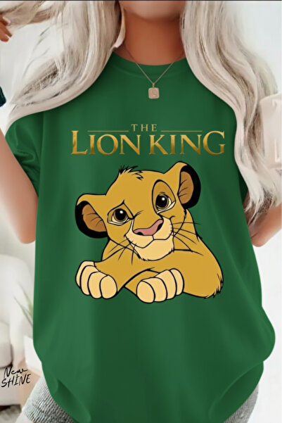 New Shine تي شيرت الأسد الملك مطبوع قصة فضفاضة
