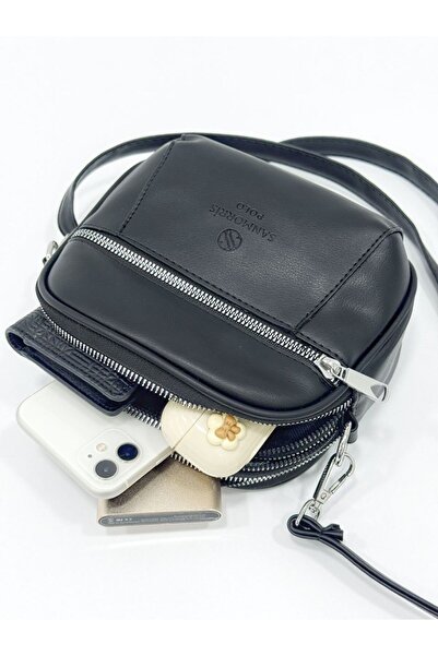 Sanmorris 1429 Small Size Soft Leather 4 Compartment Crossbody and Shoulder Bag