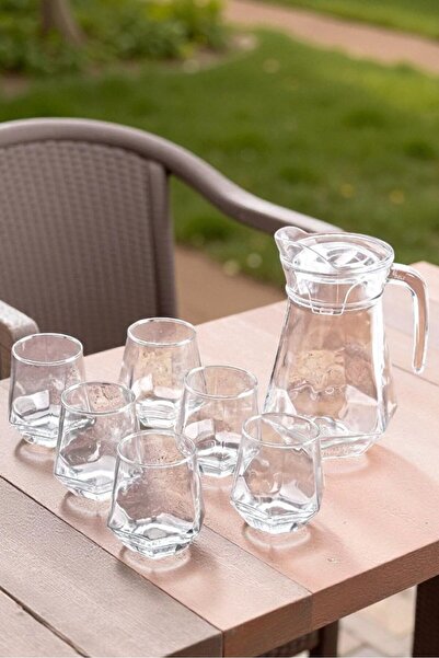 Home Novela 7 Parça Cam Su Takımı- Sürahi ve 6 Adet Bardak Seti