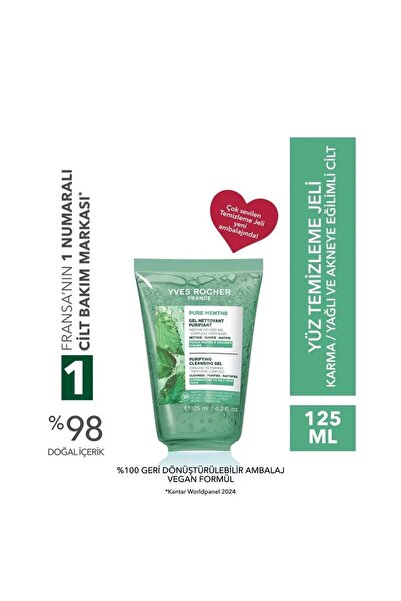 Yves Rocher Yüz Yıkama Jeli-Karma,Yağlı, Eğilimli Cilt-Pure Menthe Arındırıcı...