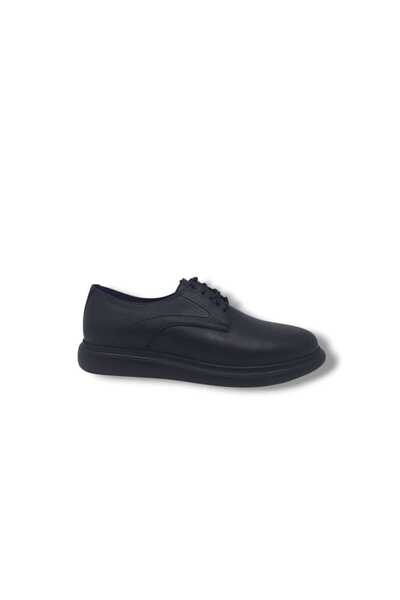 Zerhan 249 Men's Black Lace-Up Genuine Leather Casual Shoes