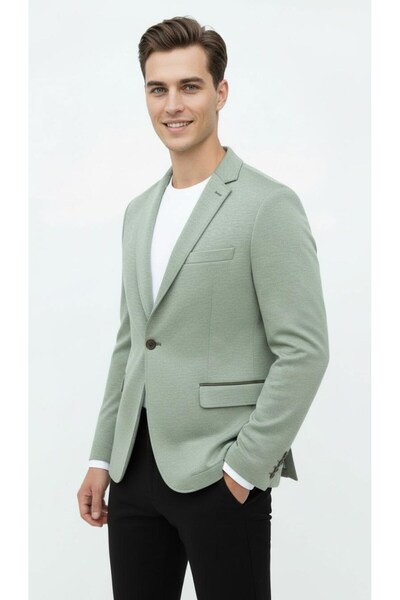 Plus Scorpion Khaki Men's Italian Cut Blazer Jacket – Sleeve Patched, S Slim Fit Stylish and Modern Design