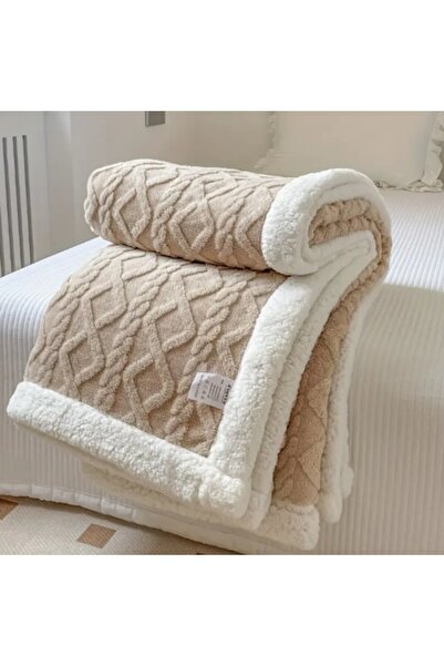 Super Elegant Pucioasa Cocolino Blanket, Super Elegant Pucioasa, Thick with Fur, Cappuccino, 200x230cm