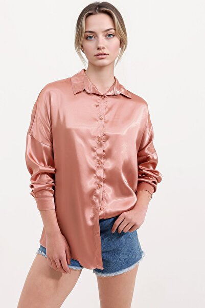Hiccup Bdart Buttoned Oversize Satin Shirt