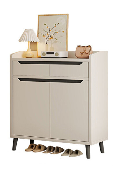 KEKE خزانة أحذية فاخرة متعددة الوظائف مع أدراج تخزين للمدخل 80*34 سم، لون أبيض