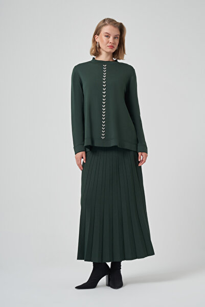 Nuss Stone Work Detail Knitwear Set 1351 Pine Green