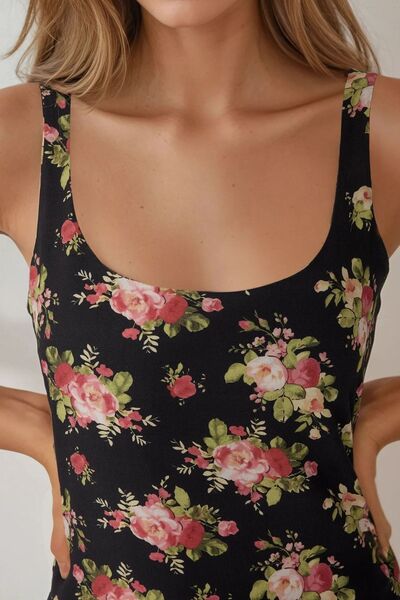 Hiccup U-Neck Floral Patterned Mini Dress