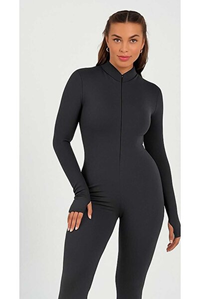 Maison La Femme Anthracite Fitted Jumpsuit