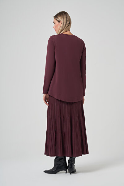 Nuss Stone Detail Skirted Knitwear Set 1352 Cherry