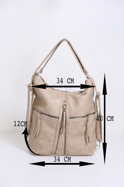 byFOX Fashion Casual Top-Handle Bag with Double Compartments, 4 Compartments, Front Zipper Detail, Backpack Shoulder Bag Width: 39 cm Length: 34 cm Bottom: 11 cm