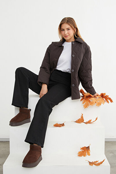 Fulla Moda Waterway Patterned Oversize Buttoned Coat