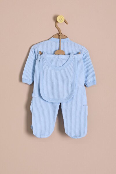 Cansın Mini Blue Baby Boy Honeycomb 7-Piece Hospital Discharge Set 23332
