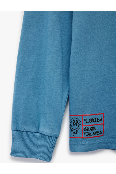 Koton Cotton Long Sleeve Crew Neck Printed T-Shirt