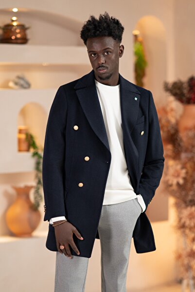 Paul Martin Italian Collar Woolen K Double-Breasted Cashmere Coat