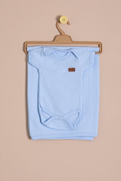 Cansın Mini Blue Baby Boy Honeycomb 7-Piece Hospital Discharge Set 23332