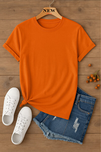 New Shine تي شيرت قصة فضفاضة للجنسين غير مطبوع