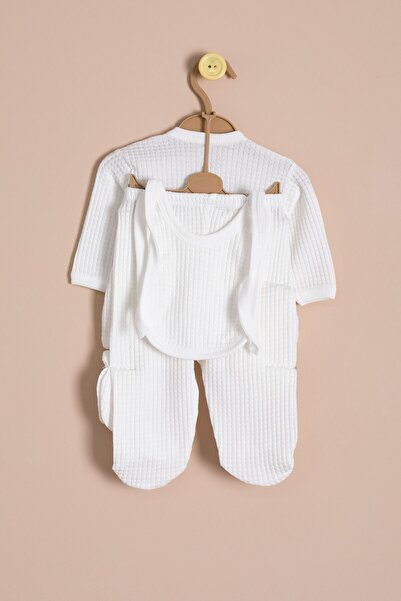 Cansın Mini Ecru Honeycomb 10-Piece Baby Hospital Discharge Set Unisex 23329