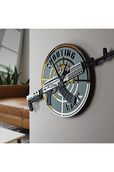 Time Reflection Makineli Tüfek Figürlü Duvar Saati - Özel Tasarım Duvar Saati