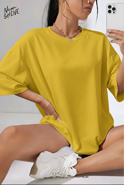 New Shine Neimprimat supradimensionat Unisex tricou