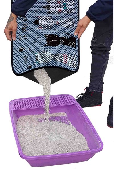 eryatex Büyük Boy Renkli Desenli Elekli Kedi Tuvaleti Önü Kum Paspası Kum Top...