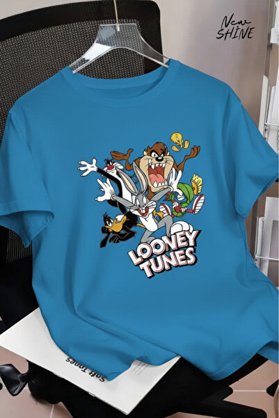 New Shine تي شيرت لوني تونز كبير الحجم مطبوع