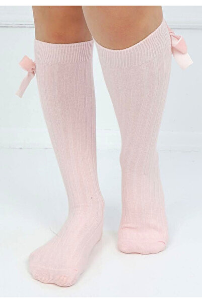 Penti Kids Șosete fetițe 3/4, bumbac, cu fundiță decorativă- culoare roz