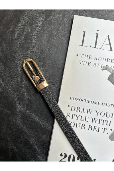 LİA KEMER Flare Round Patterned Women's Gold Buckle Belt Jacket Belt Dress Belt Trouser Belt