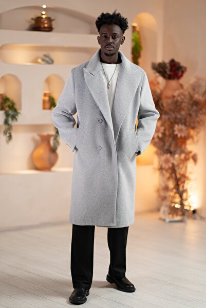 AKÇAYLAR Italian Wide Collar O Oversized (Loose Fit) Loose Long Coat